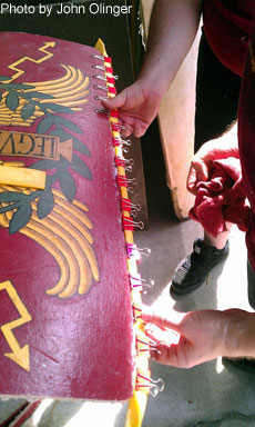 Gluing rawhide.